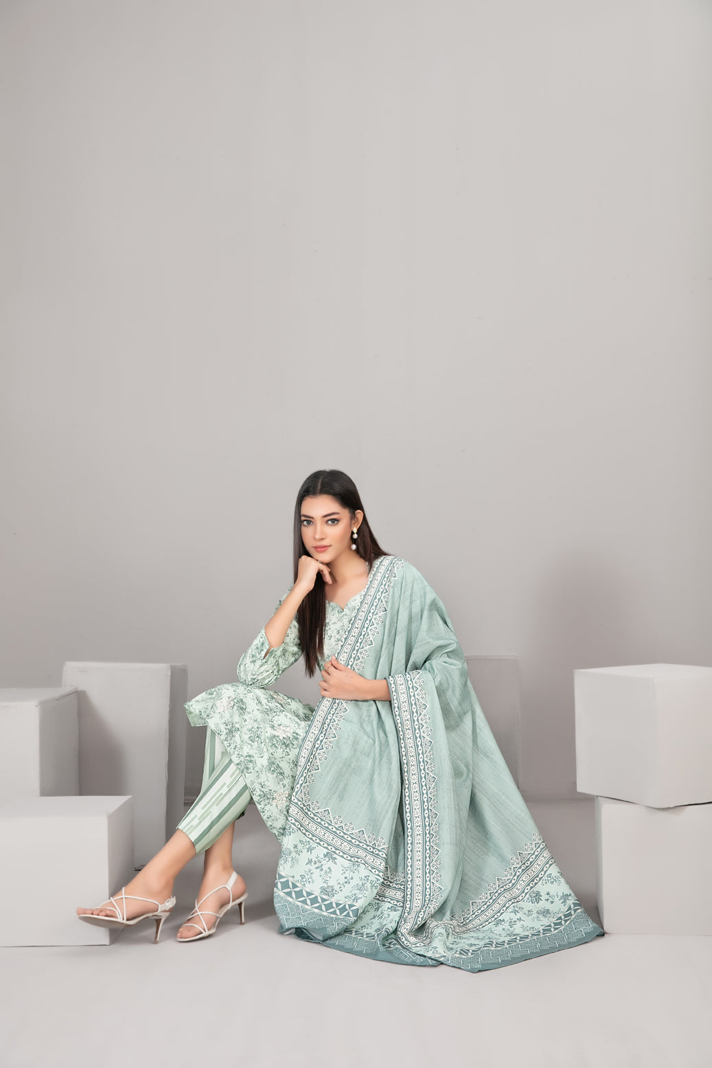 Rabiyah 3Pcs Unstitched Boti Emb Printed Staple D-5169