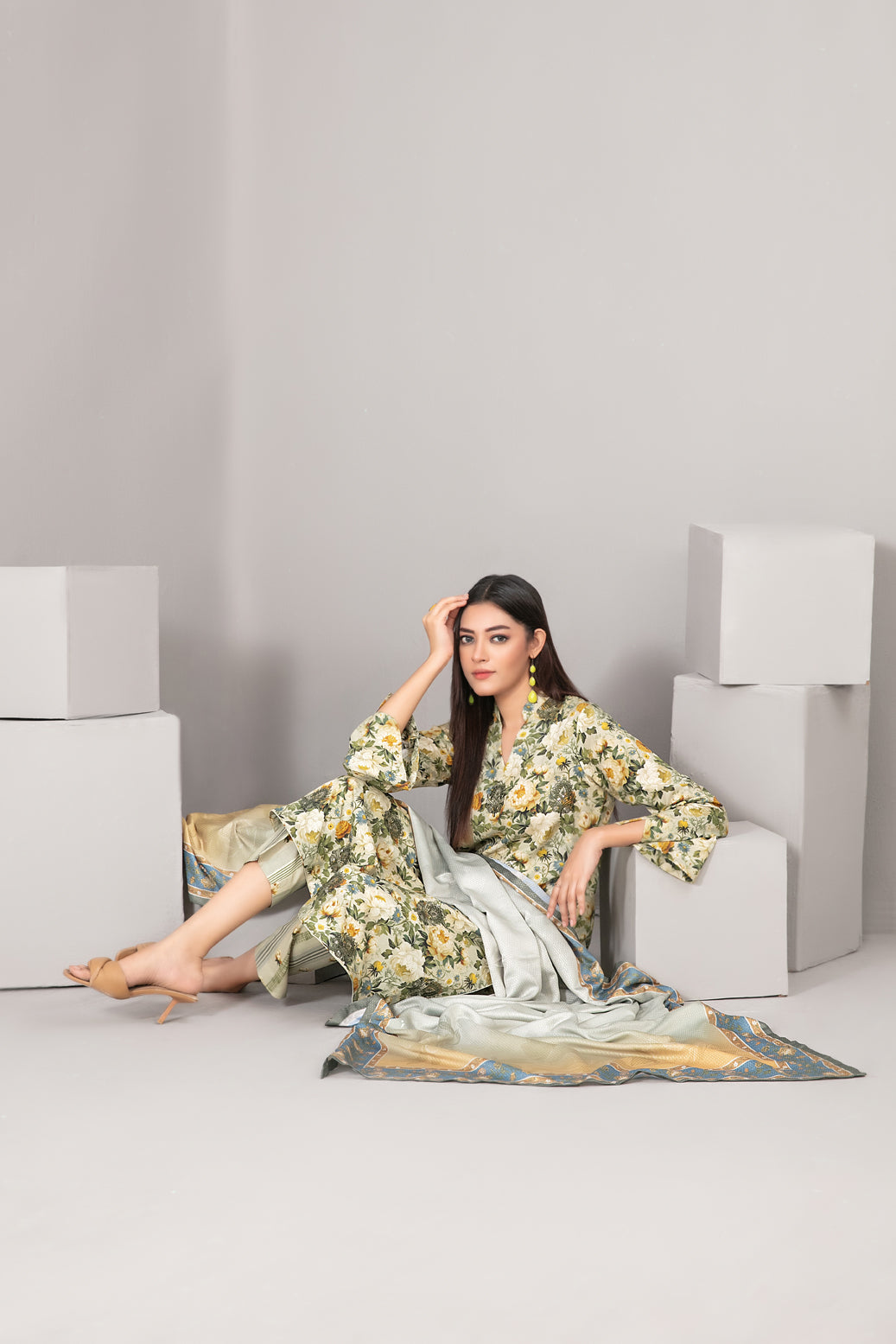 Rabiyah 3Pcs Unstitched Boti Emb Printed Staple D-5166