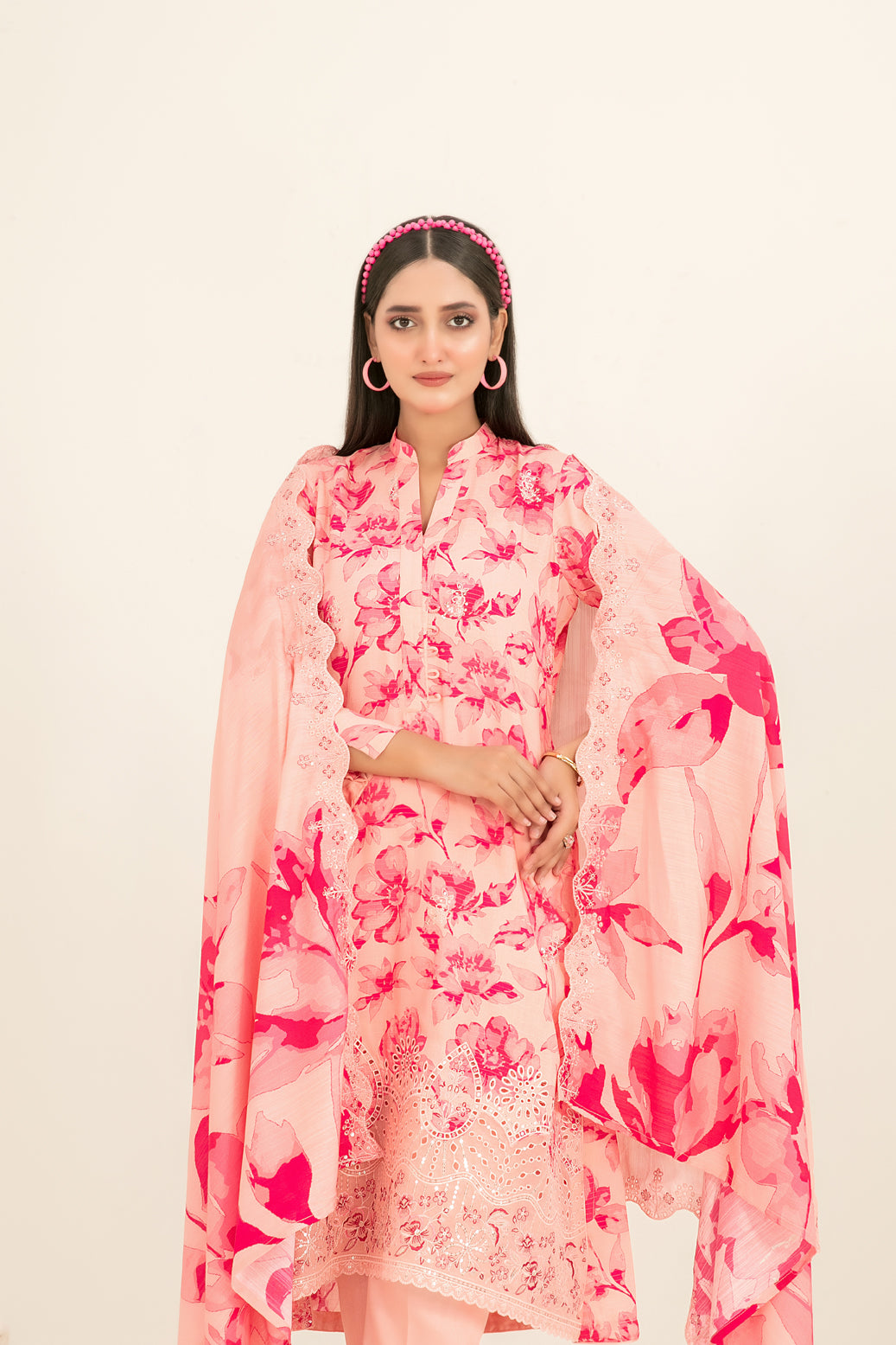 Suhana 3Pcs Unstitched Daman Emb Printed Viscose D-4899
