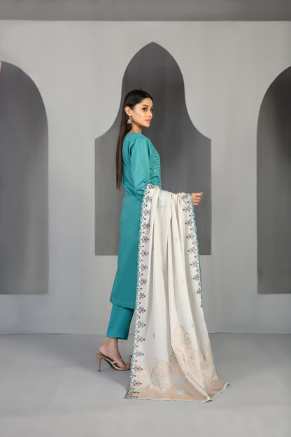 Efza 3pcs Un-Stitched Emb Lawn [D-2973]