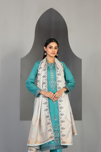 Efza 3pcs Un-Stitched Emb Lawn [D-2973]