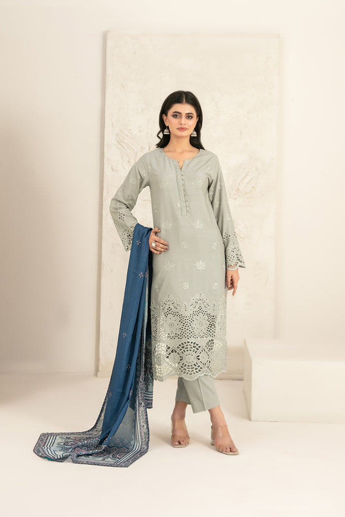 Riyana 3pcs Stitched Schiffli Emb Staple [D-5654]