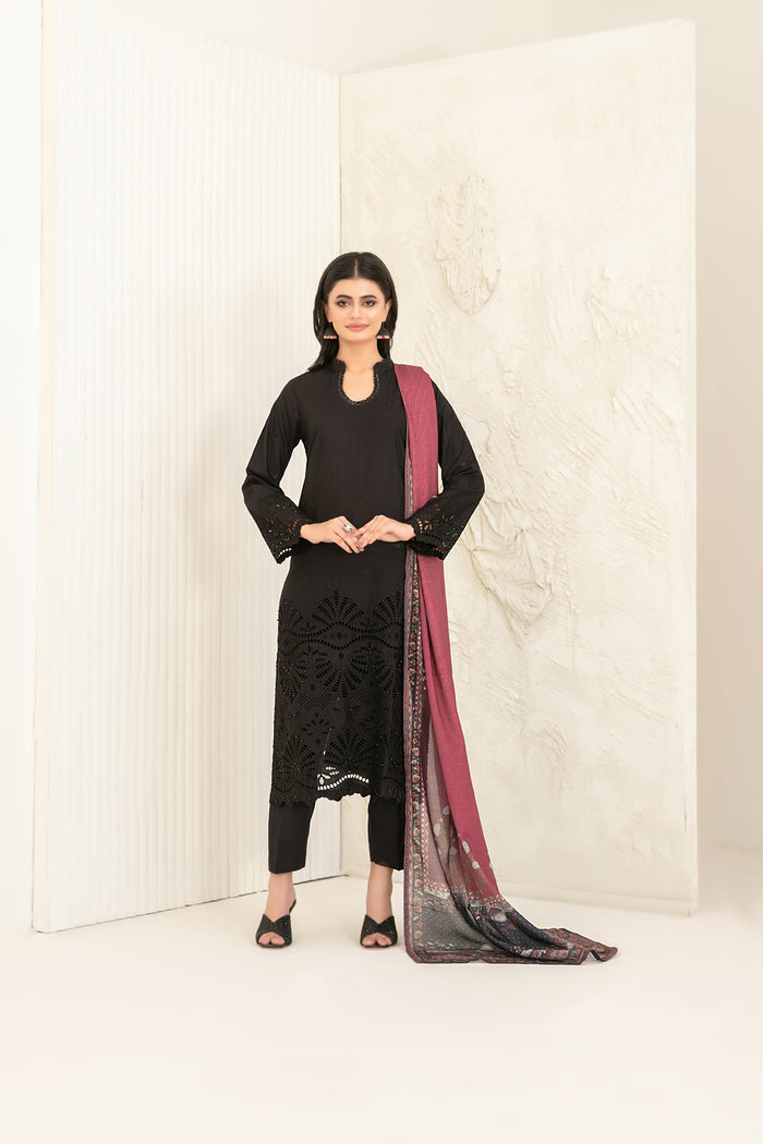 Riyana 3pcs Stitched Schiffli Emb Staple [D-5653]
