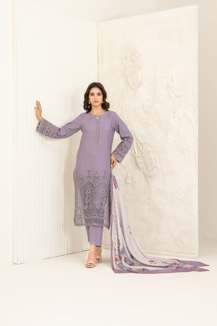 Riyana 3pcs Stitched Schiffli Emb Staple [D-5657]