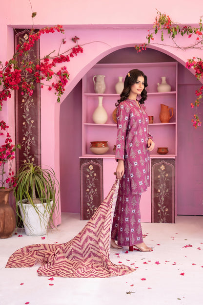 Cora 3pcs Stitched Printed Swiss Lawn [D-3108]