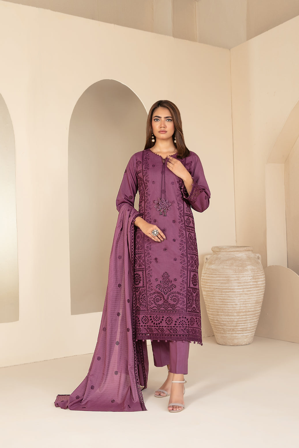 KHAMEELAH 3pcs Un-Stitched Emb Viscose [D-4937]