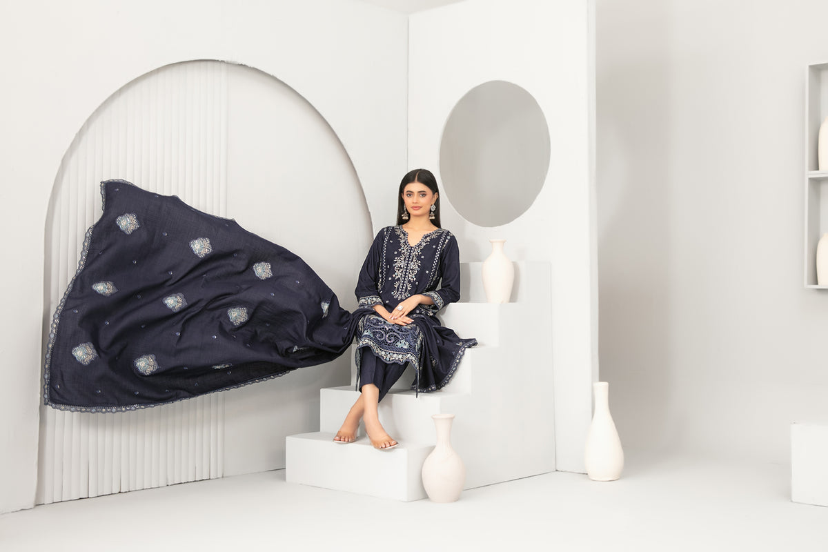 HAYAM 3pcs Un-Stitched Emb Staple [D-5730]
