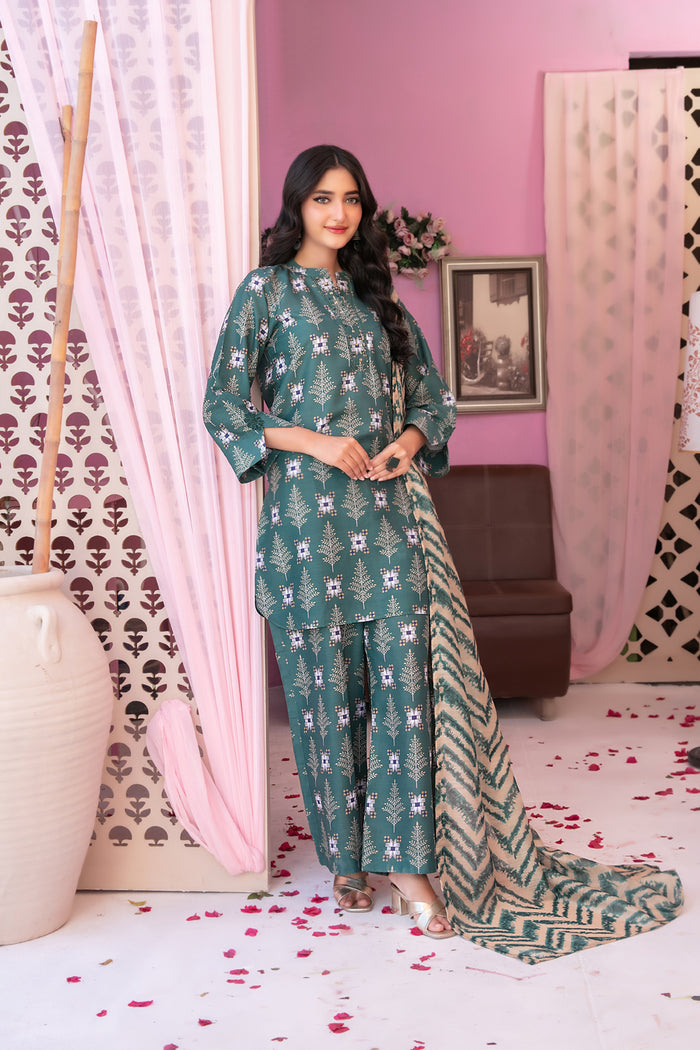 Cora 3pcs Stitched Printed Swiss Lawn [D-3109]