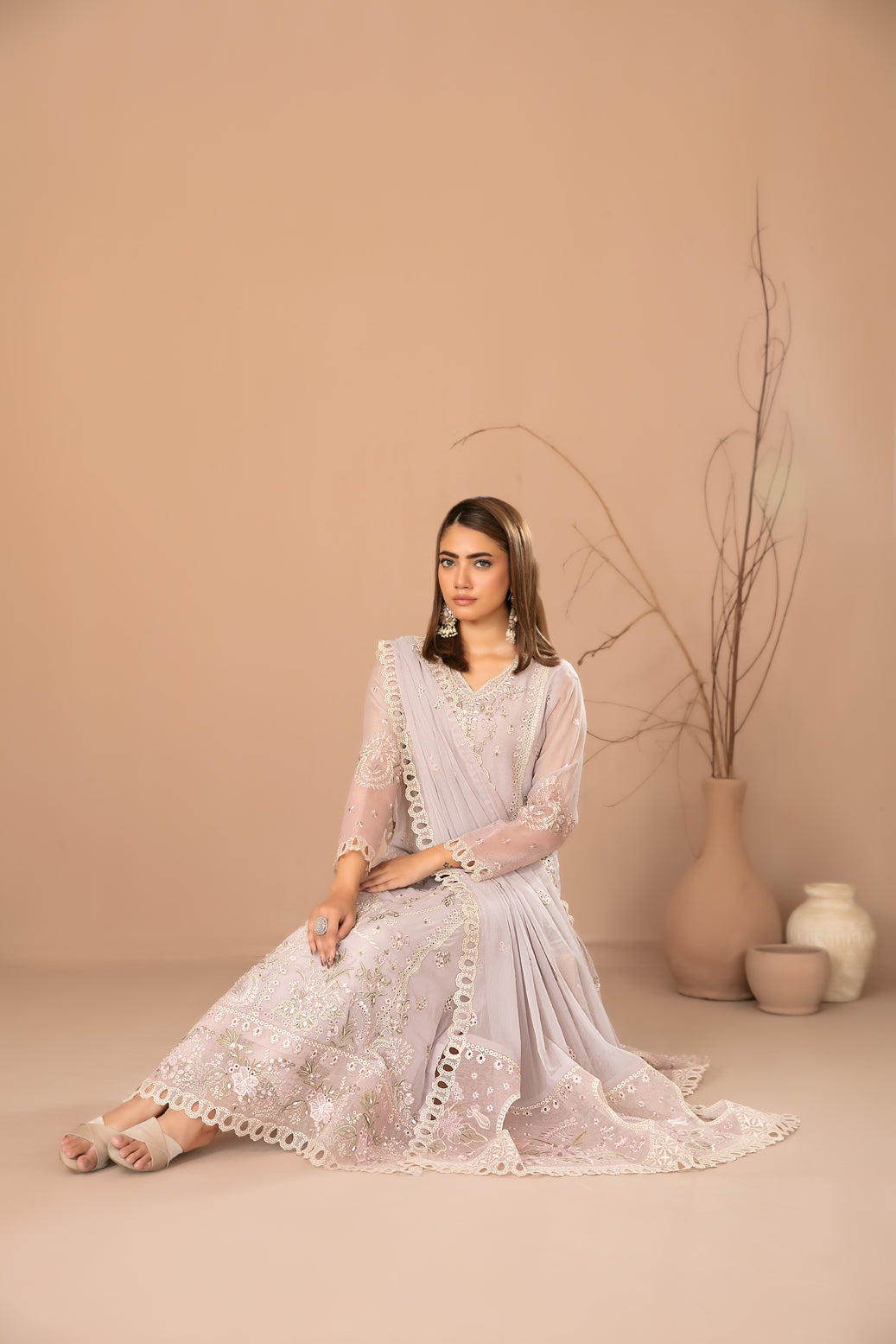 DISTRICT LOOM V1 3pcs SEMI-Stitched Emb CHIFFON [D-4901]