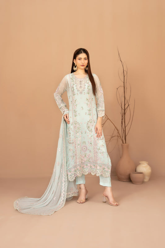 DISTRICT LOOM V1 3pcs SEMI-Stitched Emb CHIFFON [D-4902]