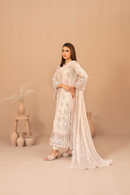 DISTRICT LOOM V1 3pcs SEMI-Stitched Emb CHIFFON [D-4907]