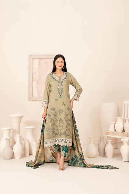 ZARTASHA 3pcs Un-Stitched Emb Viscose [D-5821]