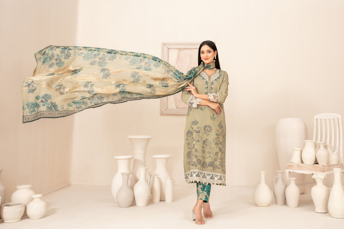 ZARTASHA 3pcs Un-Stitched Emb Viscose [D-5821]