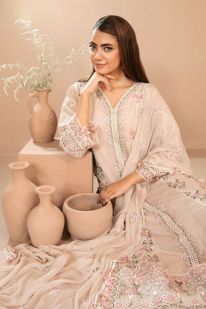 DISTRICT LOOM V1 3pcs SEMI-Stitched Emb CHIFFON [D-4907]