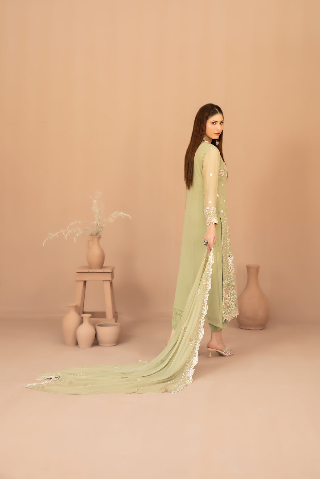 DISTRICT LOOM V1 3pcs SEMI-Stitched Emb CHIFFON [D-4906]