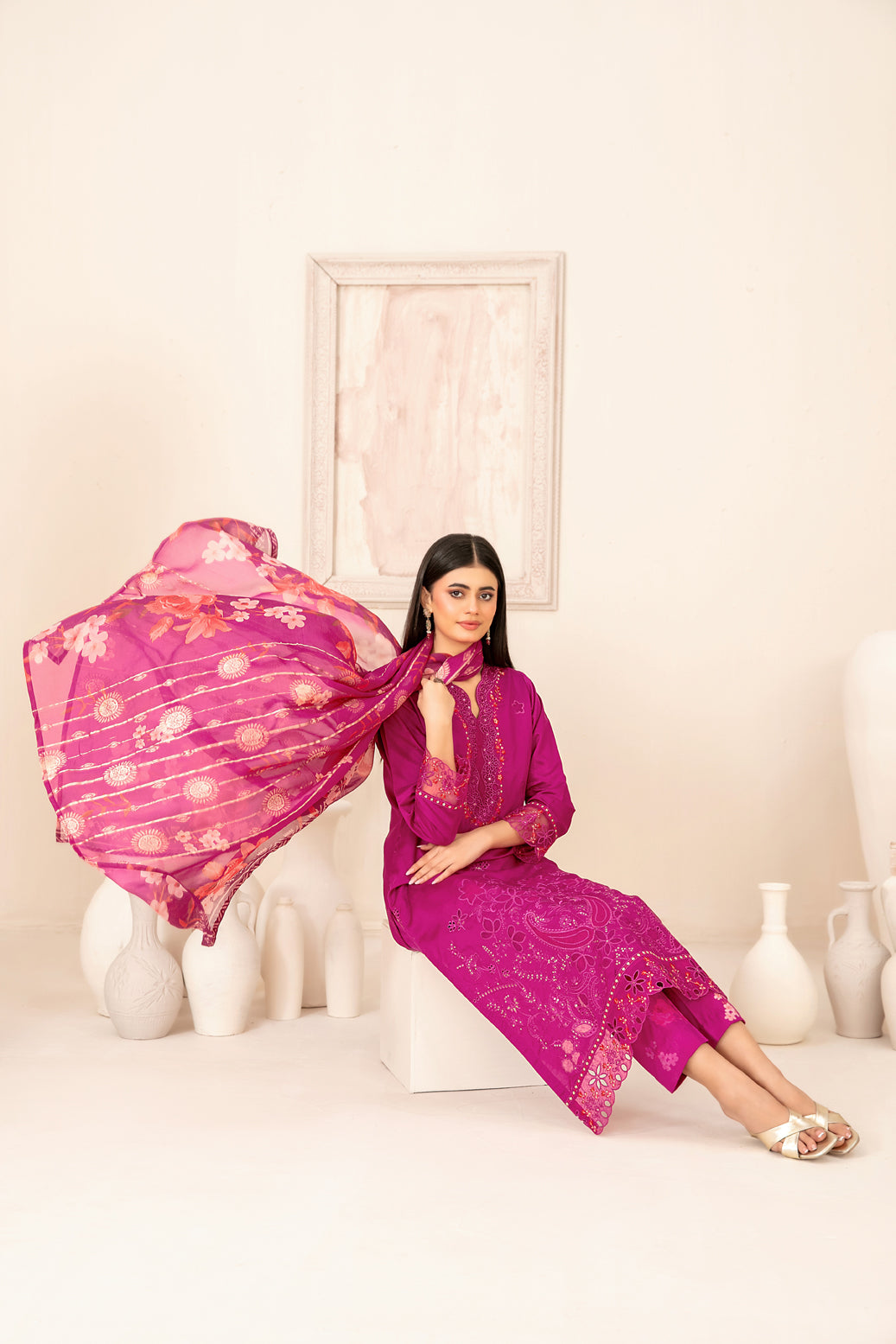 ZARTASHA 3pcs Un-Stitched Emb Viscose [D-5823]