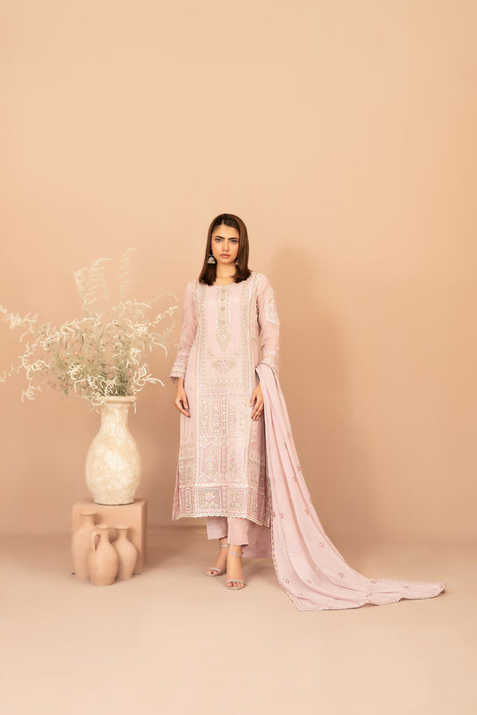 DISTRICT LOOM V1 3pcs SEMI-Stitched Emb CHIFFON [D-4905]