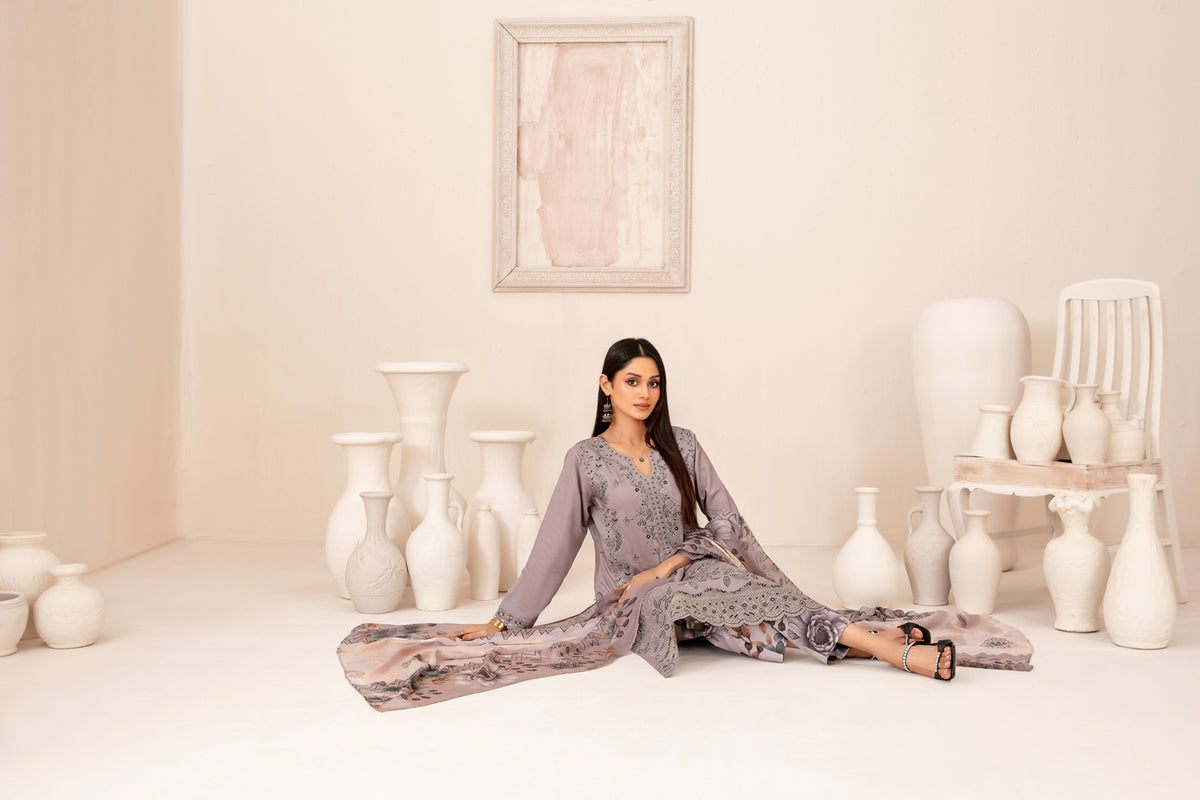 ZARTASHA 3pcs Un-Stitched Emb Viscose [D-5825]