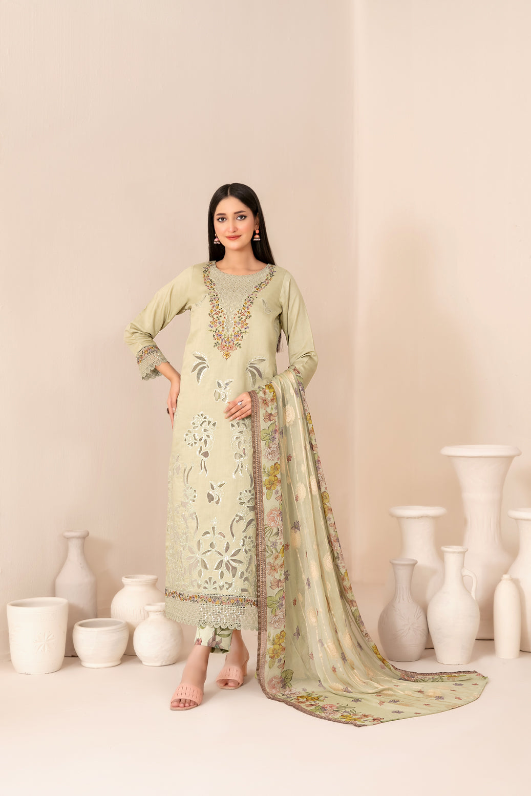 ZARTASHA 3pcs Un-Stitched Emb Viscose [D-5828]