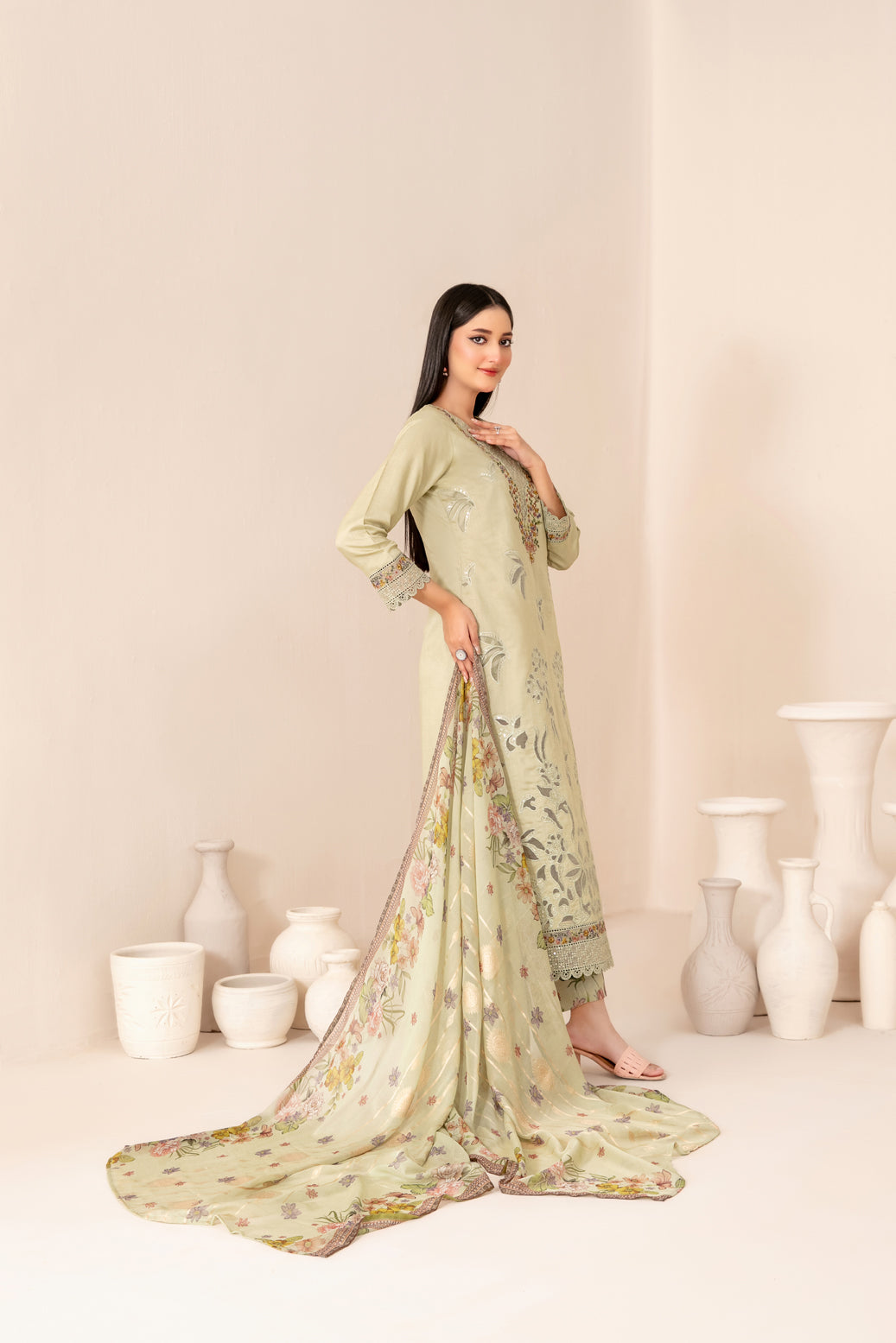 ZARTASHA 3pcs Un-Stitched Emb Viscose [D-5828]