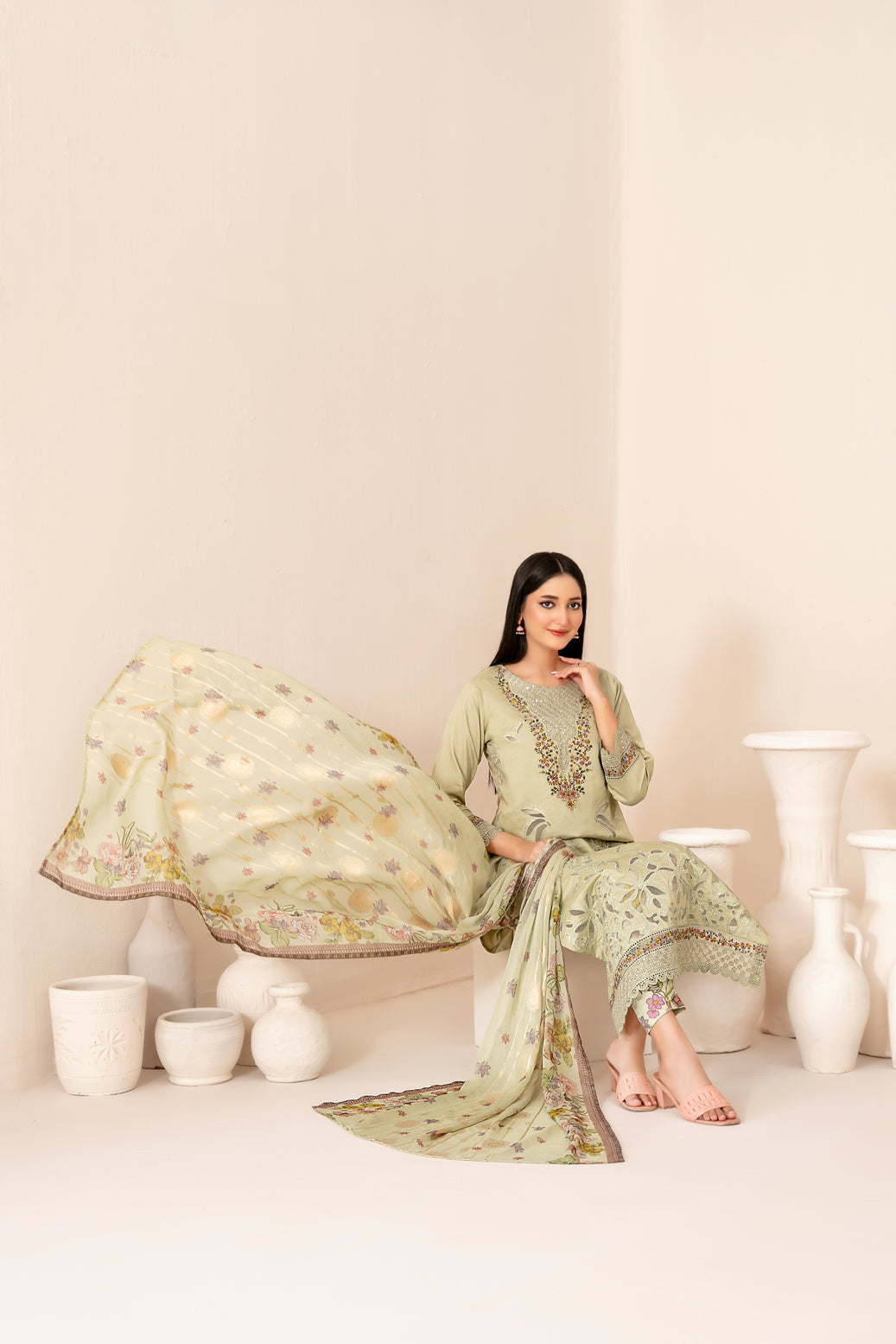 ZARTASHA 3pcs Un-Stitched Emb Viscose [D-5828]