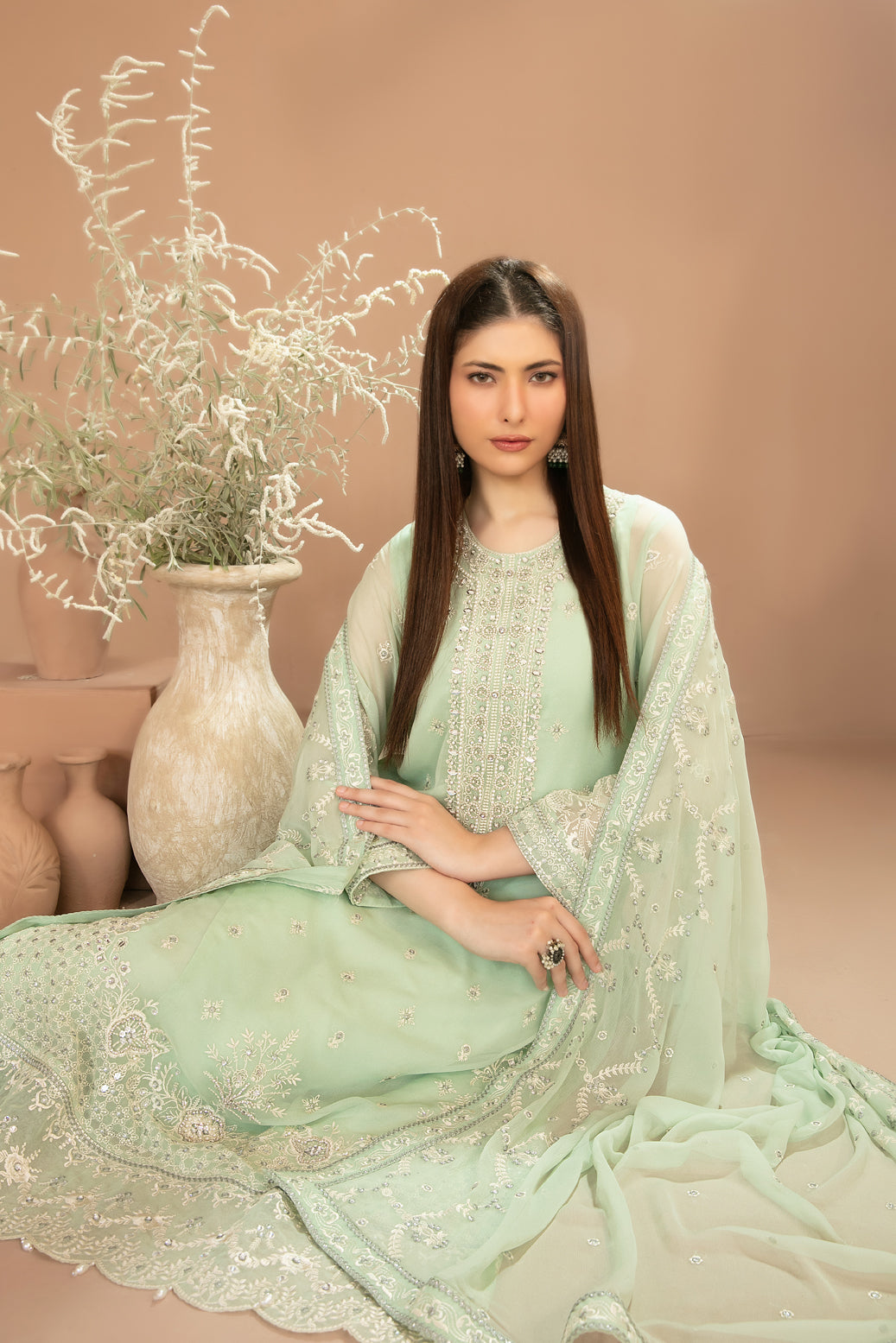 DISTRICT LOOM V1 3pcs SEMI-Stitched Emb CHIFFON [D-4903]