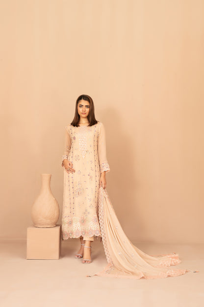 DISTRICT LOOM V1 3pcs SEMI-Stitched Emb CHIFFON [D-4908]