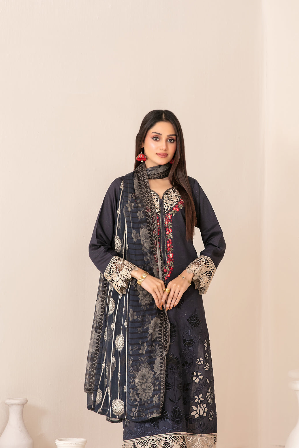 ZARTASHA 3pcs Un-Stitched Emb Viscose [D-5827]