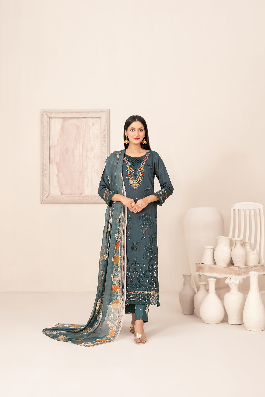 ZARTASHA 3pcs Un-Stitched Emb Viscose [D-5826]