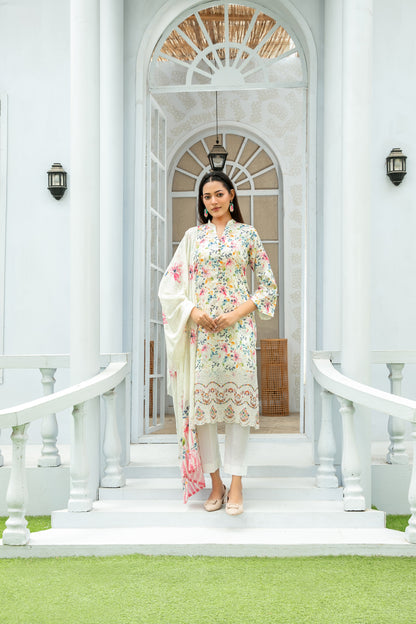 ROZA 3pcs Un-Stitched Emb Printed Lawn[D-3970]