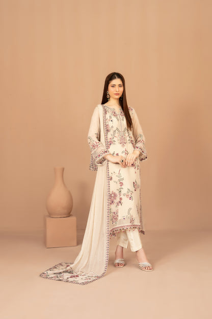 DISTRICT LOOM V1 3pcs SEMI-Stitched Emb CHIFFON [D-4904]