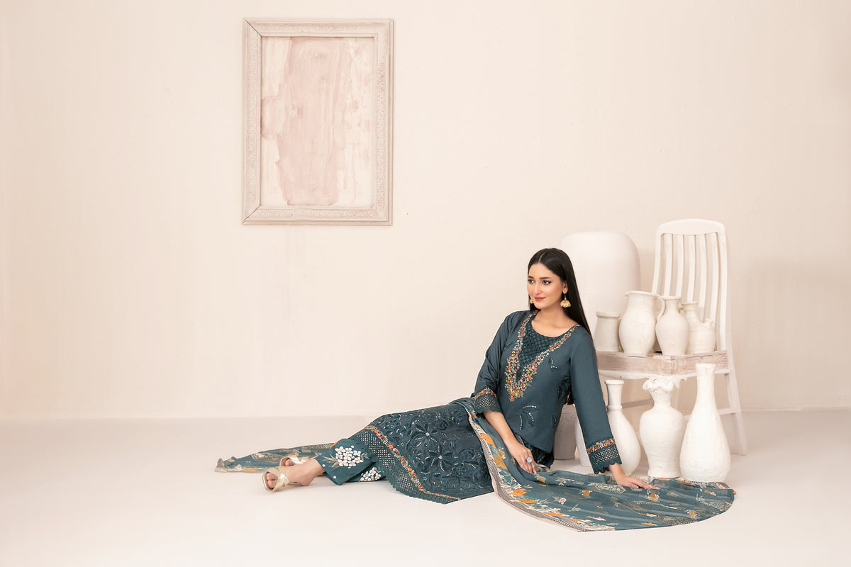 ZARTASHA 3pcs Un-Stitched Emb Viscose [D-5826]