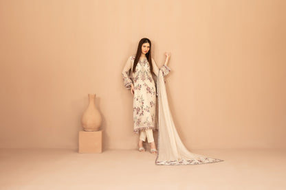 DISTRICT LOOM V1 3pcs SEMI-Stitched Emb CHIFFON [D-4904]