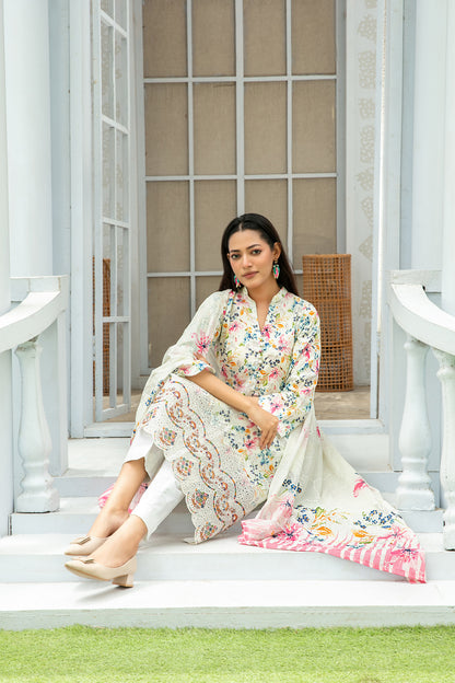ROZA 3pcs Un-Stitched Emb Printed Lawn[D-3970]