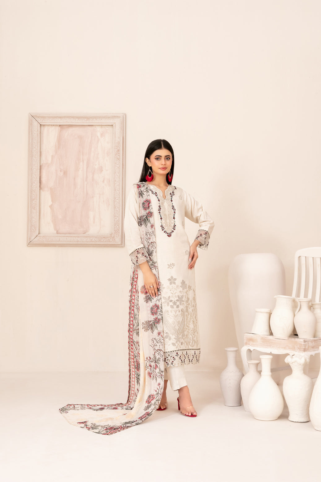ZARTASHA 3pcs Un-Stitched Emb Viscose [D-5822]