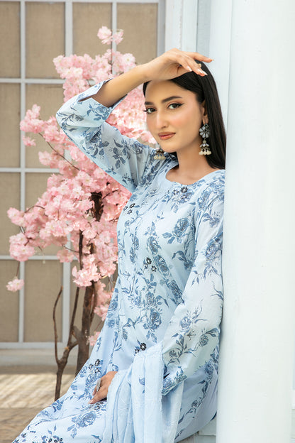 ROZA 3pcs Un-Stitched Emb Printed Lawn[D-3968]