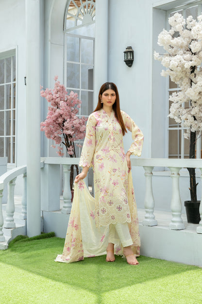ROZA 3pcs Un-Stitched Emb Printed Lawn[D-3964]