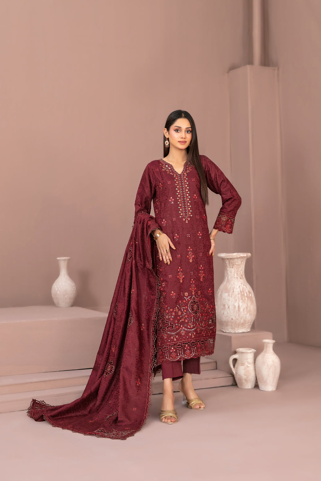 RAYALEEN 3pcs Un-Stitched Emb Viscose [D-5605]