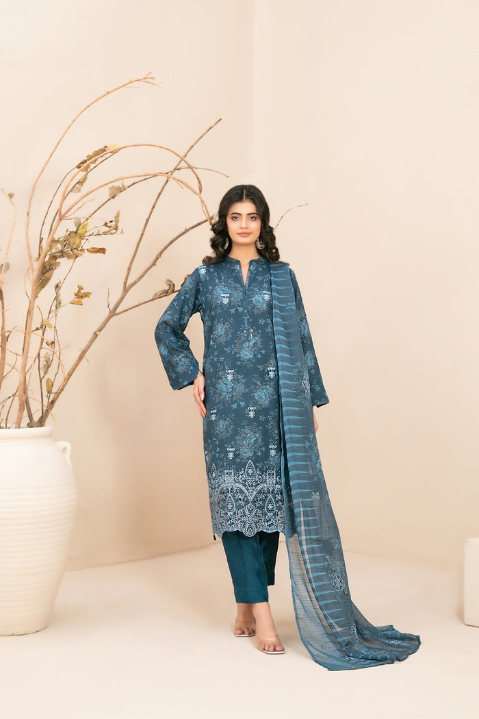 Alvira 3Pcs Unstitcched Emb Printed Staple D-4855