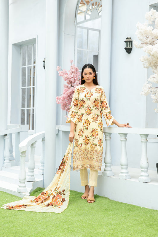 ROZA 3pcs Un-Stitched Emb Printed Lawn[D-3966]