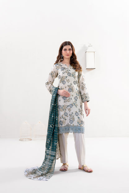 Eyana 3pcs Un-Stitched Emb Printed Lawn [D-3421]