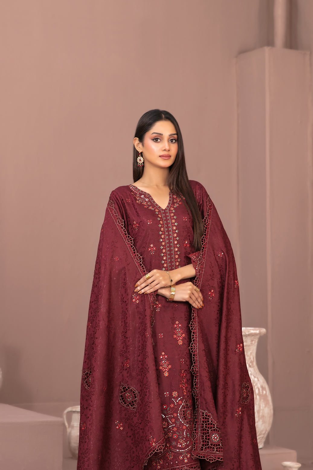 RAYALEEN 3pcs Un-Stitched Emb Viscose [D-5605]