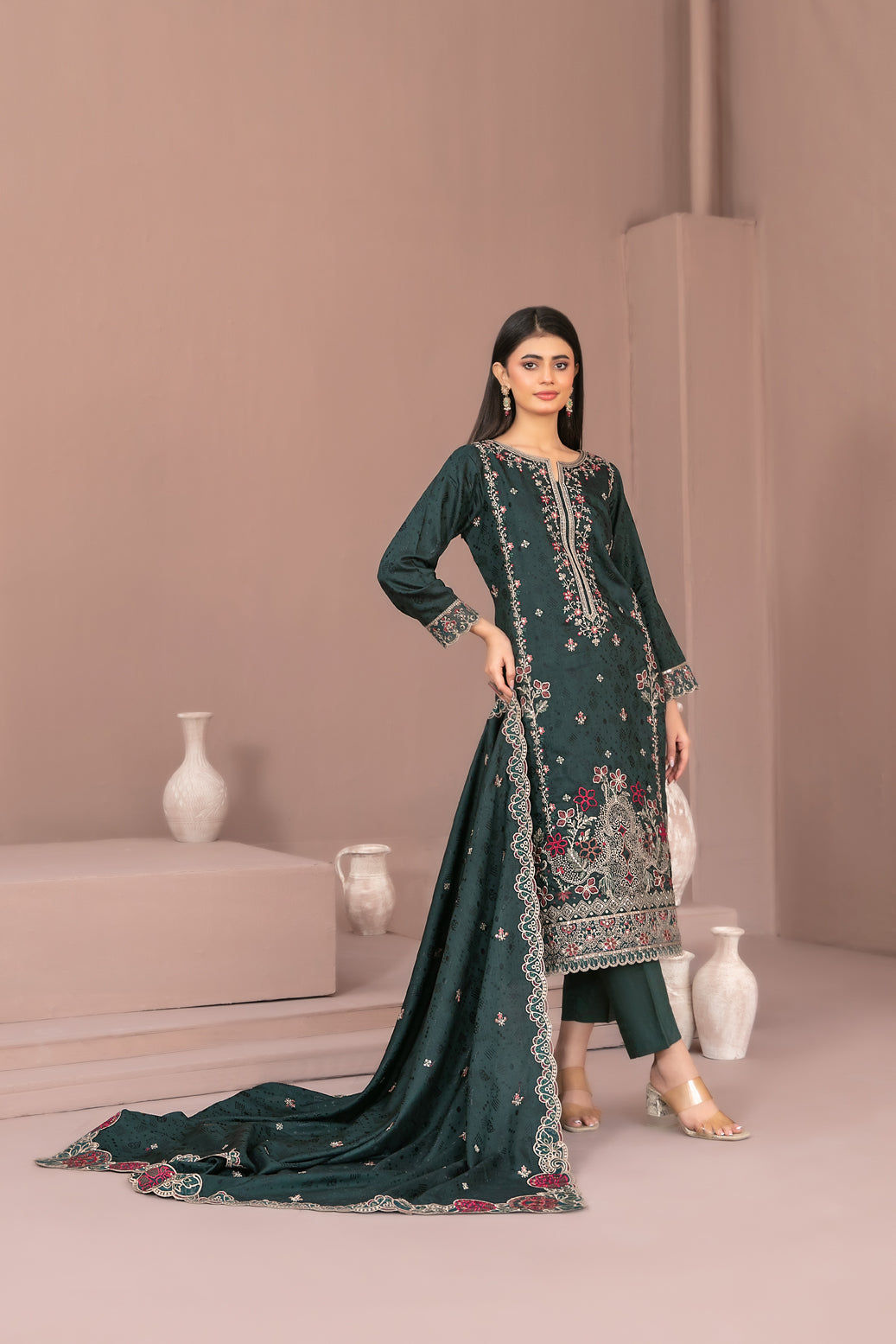 RAYALEEN 3pcs Un-Stitched Emb Viscose [D-5607]