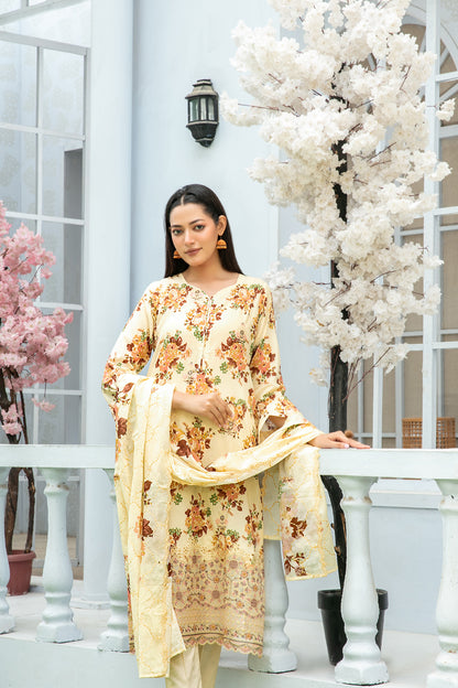 ROZA 3pcs Un-Stitched Emb Printed Lawn[D-3966]