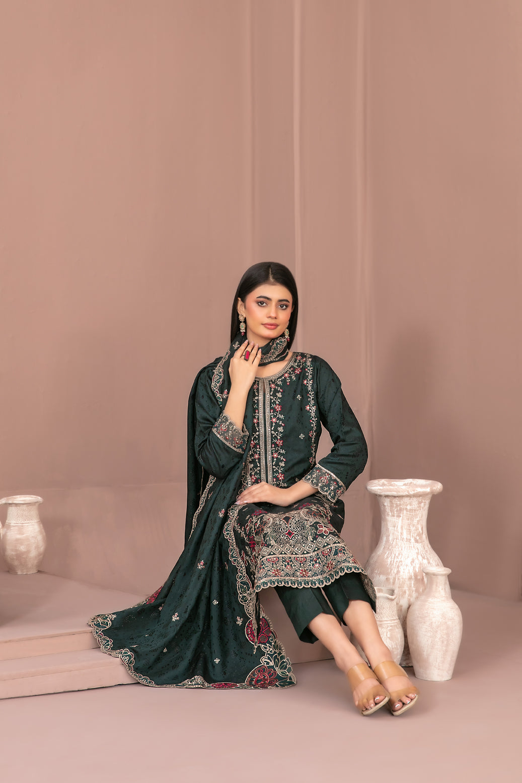 RAYALEEN 3pcs Un-Stitched Emb Viscose [D-5607]