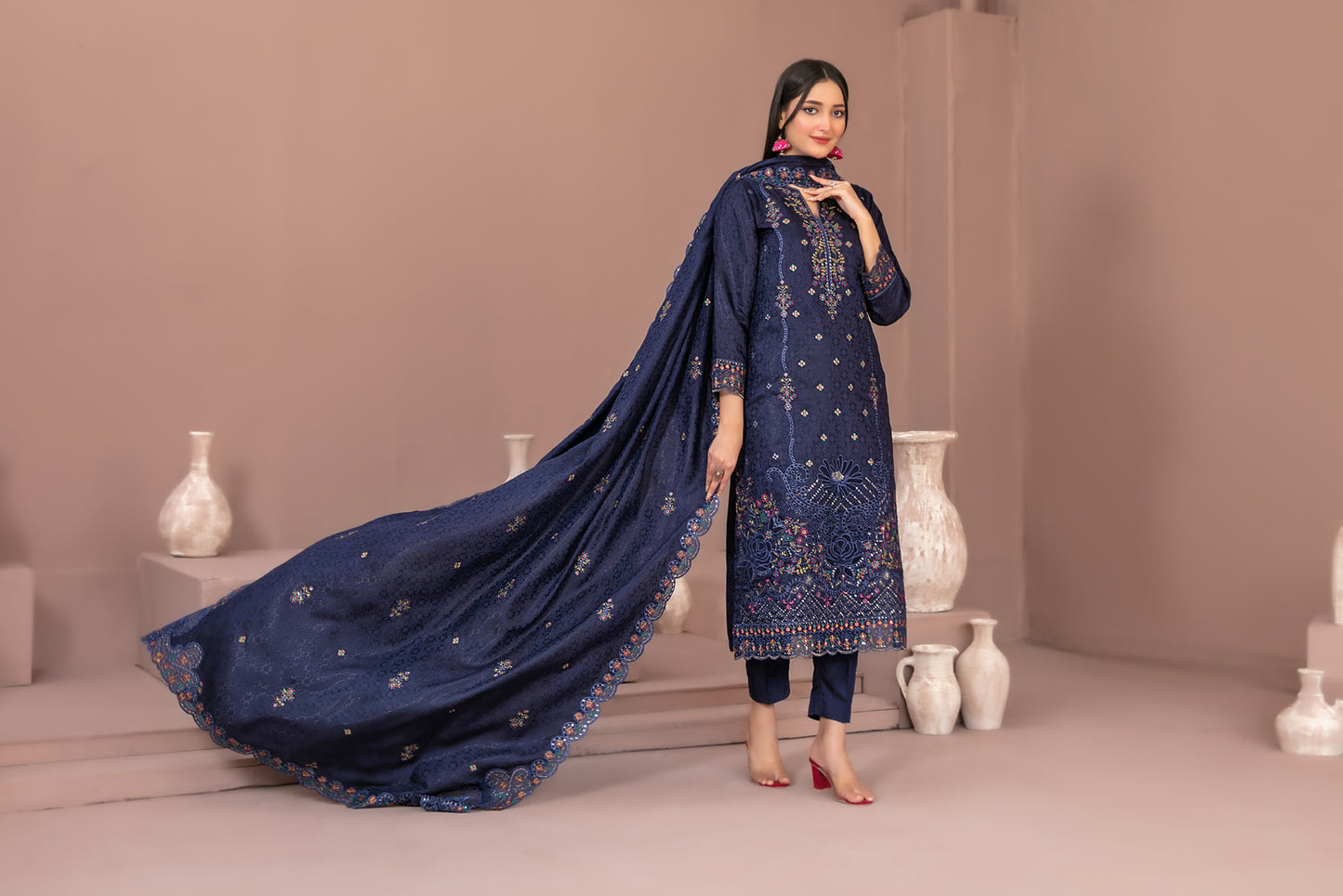 RAYALEEN 3pcs Un-Stitched Emb Viscose [D-5610]