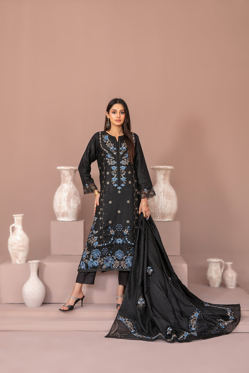 RAYALEEN 3pcs Un-Stitched Emb Viscose [D-5608]