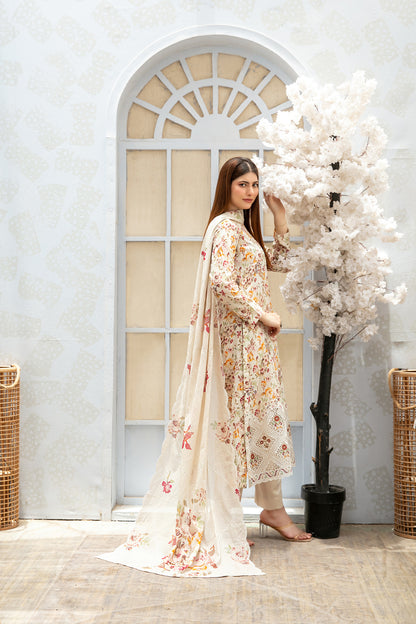 ROZA 3pcs Un-Stitched Emb Printed Lawn[D-3961]