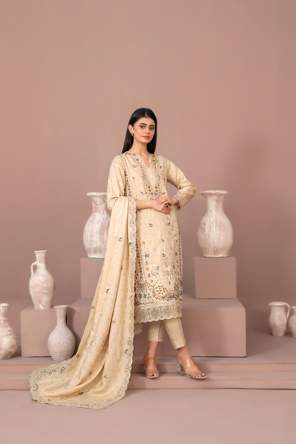 RAYALEEN 3pcs Un-Stitched Emb Viscose [D-5609]