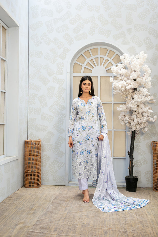 ROZA 3pcs Un-Stitched Emb Printed Lawn[D-3965]